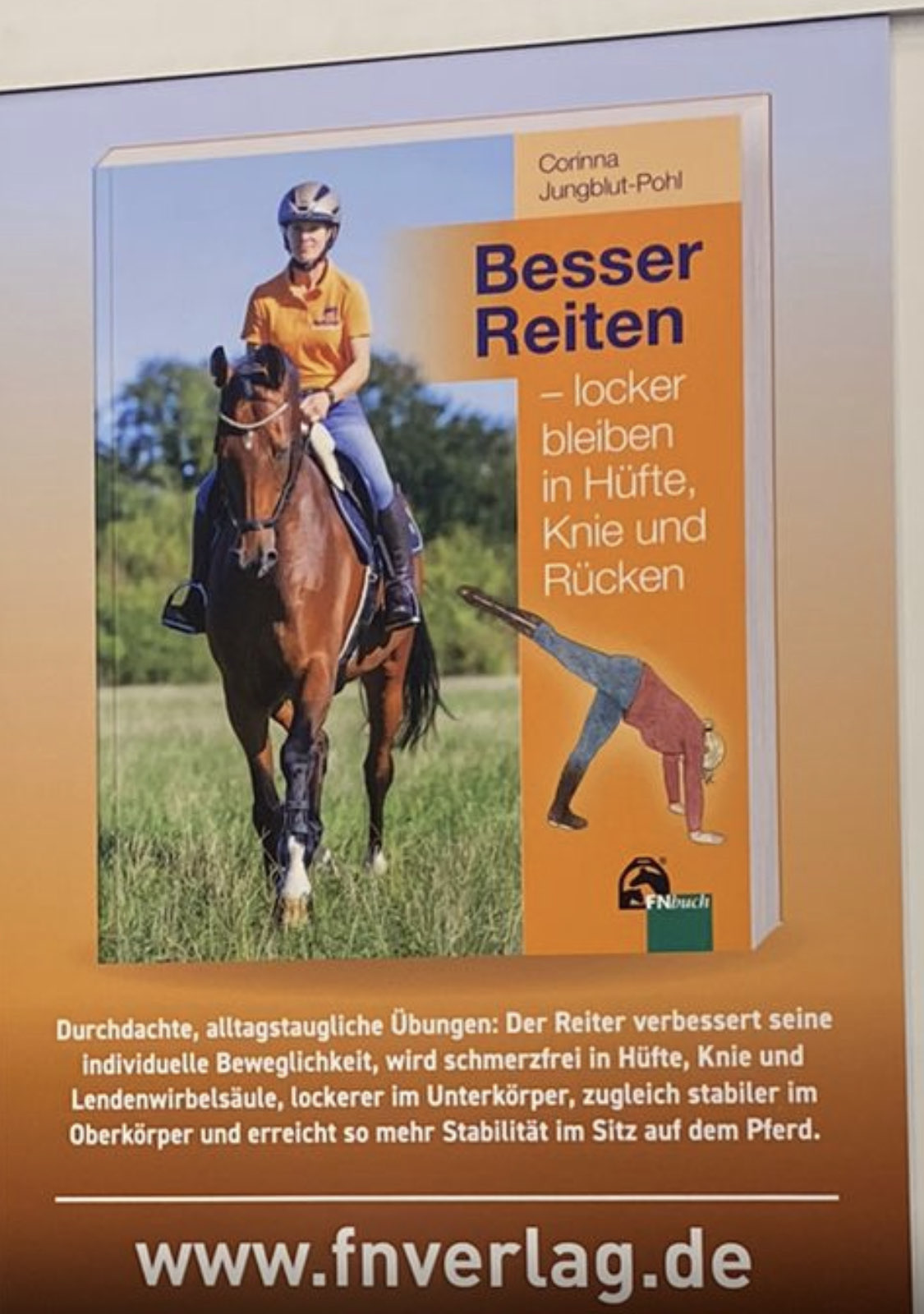 Besser Reiten- locker bleiben in Hüfte Knie und Rücken, FN- Verlag, Autorin Corinna Jungblut-Pohl